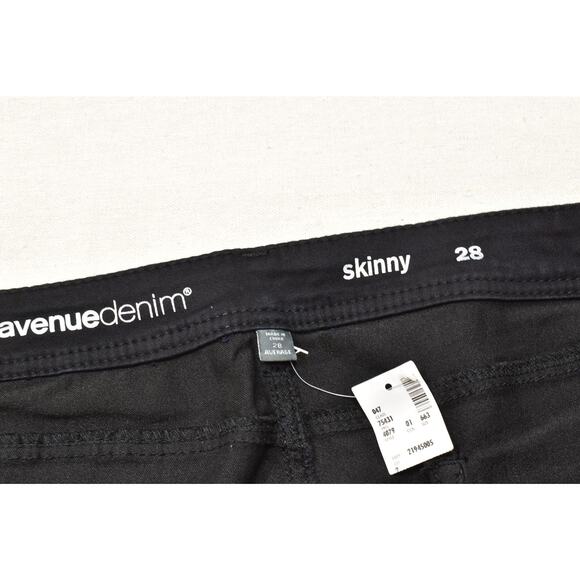 Avenue Denim Women's Black Skinny Jeans Plus Size 28 AVERAGE Cotton Blend NWT - Picture 4 of 8